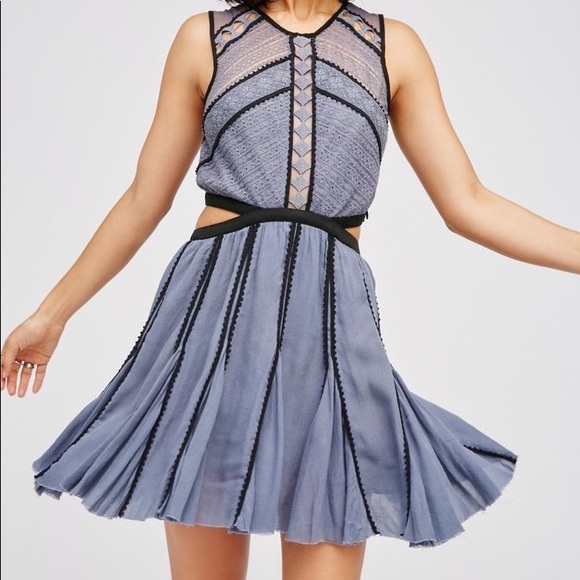 Free People Dresses & Skirts - Free People One Byzantina Blue Cutout lace Dress